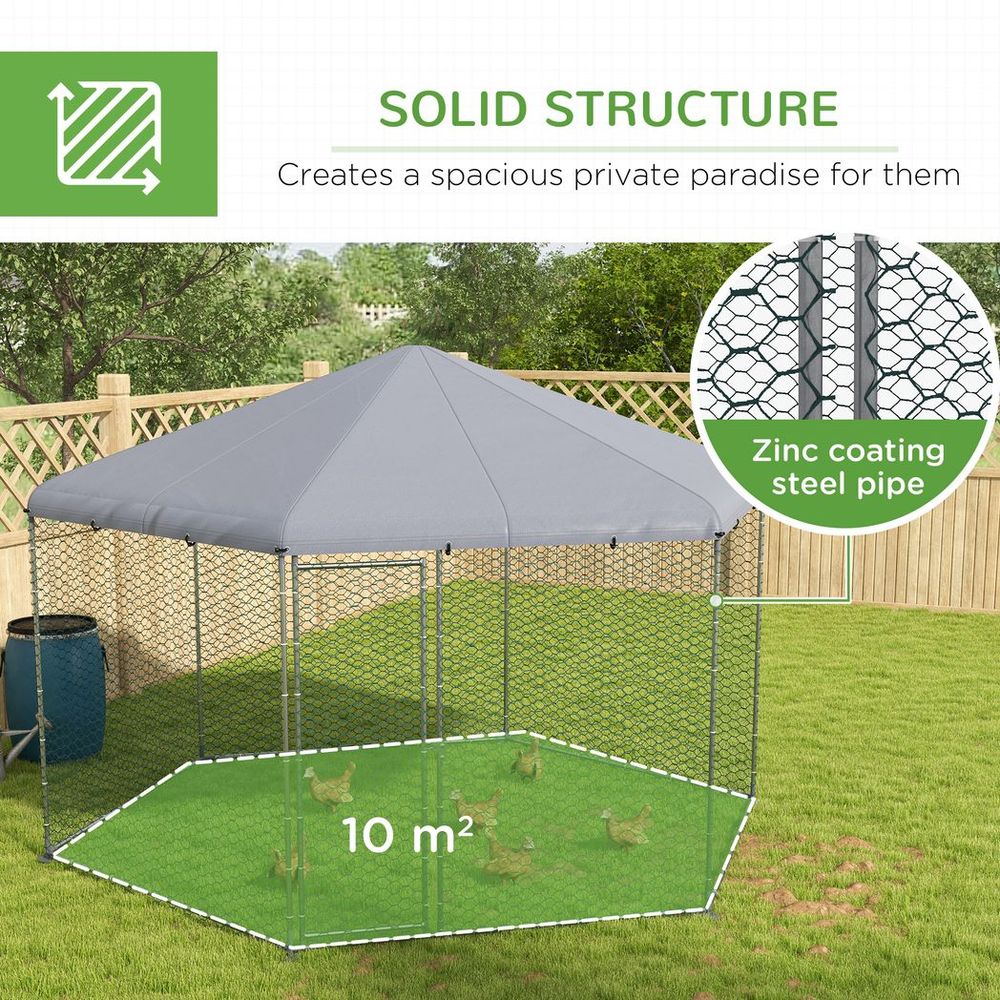 PawHut Walk-In Chicken Run | Large Outdoor Enclosure for 10–15 Chickens, Rabbits & Ducks