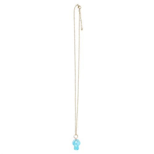Blue Aura Crystal Mushroom Necklace Greeting Card