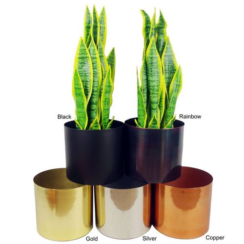 Leaf Metal Planter Plant Pot Black 20 x 18cm