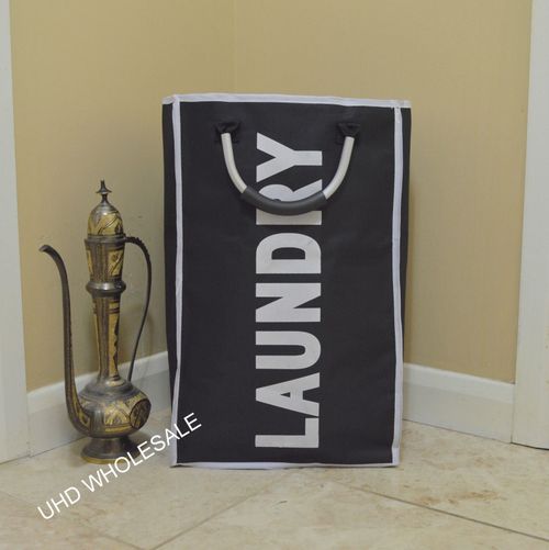 Single laundry bag with metal handles (Black)