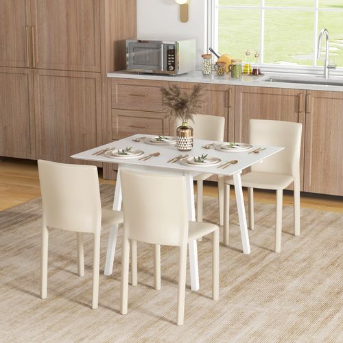 Drop Leaf Extendable Dining Table 2-4 Seater | Pine Wood | White | 60–110cm