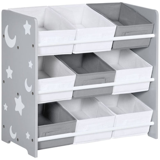 ZONEKIZ 9-Basket Kids Storage Unit for Nursery & Playroom – Grey