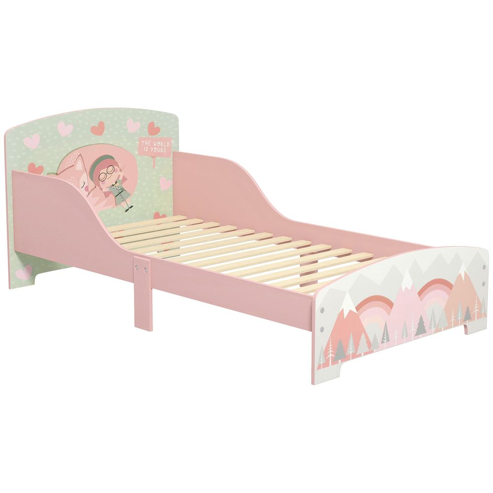 ZONEKIZ Toddler Bed Frame | Kids Bed for Ages 3–6 | Pink | 140 x 70cm Mattress Compatible
