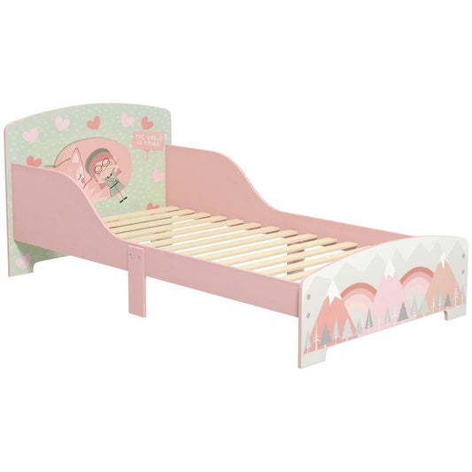 ZONEKIZ Toddler Bed Frame | Kids Bed for Ages 3–6 | Pink | 140 x 70cm Mattress Compatible