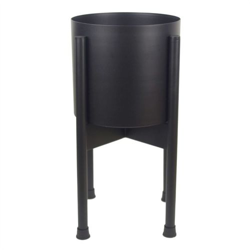 Leaf Metal Planter Plant Pot Black 20 x 18cm