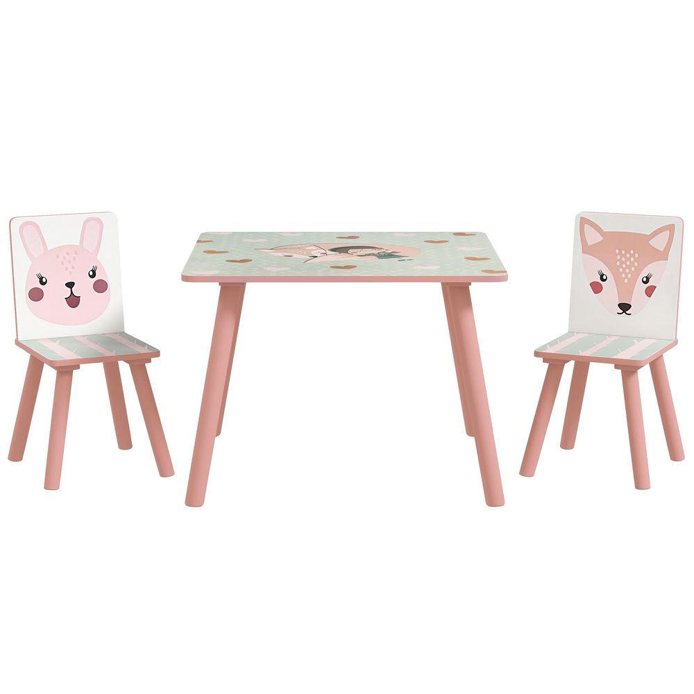 ZONEKIZ Kids Table & 2 Chairs Set | Children's Activity Desk | Pink | Ages 3–8