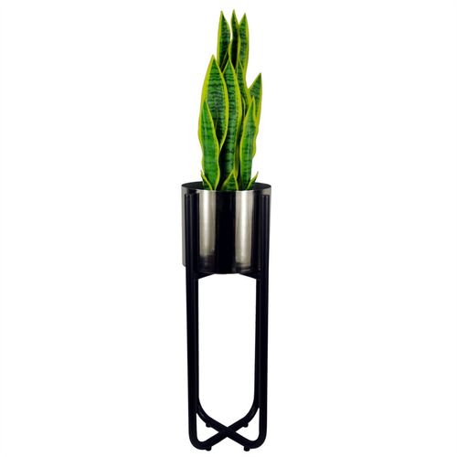 Tall Black Stand with Iridescent Rainbow Metal Planter 62cm x 18cm