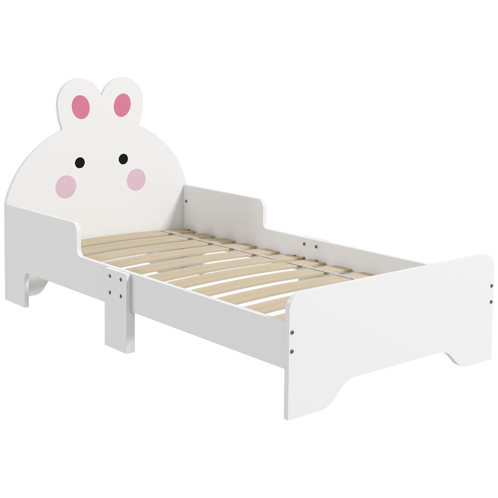 ZONEKIZ Toddler Bed with Rabbit Design | Kids Bed Frame | White | Ages 3–6