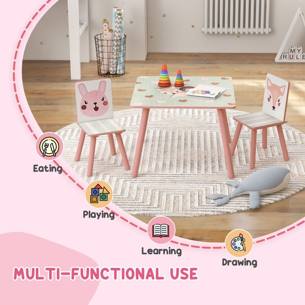 ZONEKIZ Kids Table & 2 Chairs Set | Children's Activity Desk | Pink | Ages 3–8