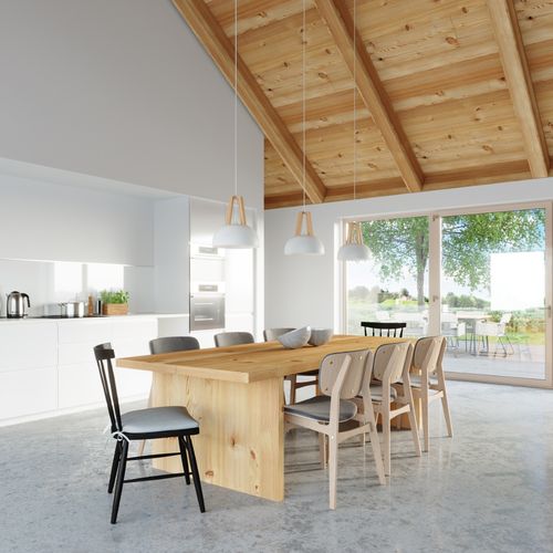 Pendant lamp steel, wood Casco modern Design E27