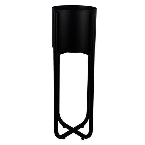 Leaf Metal Planter Plant Pot Black 20 x 18cm