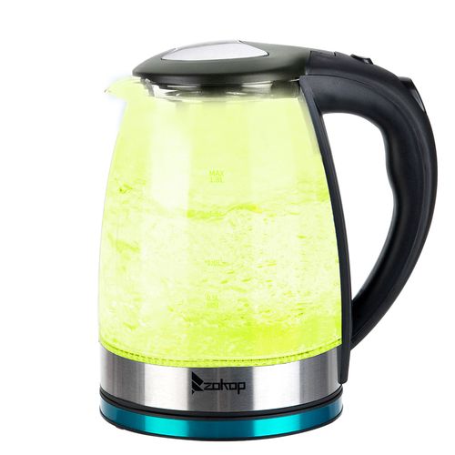 ZOKOP HD-1861-A 1.8L Electric Glass Kettle with LED Lights | 2000W | UK Plug