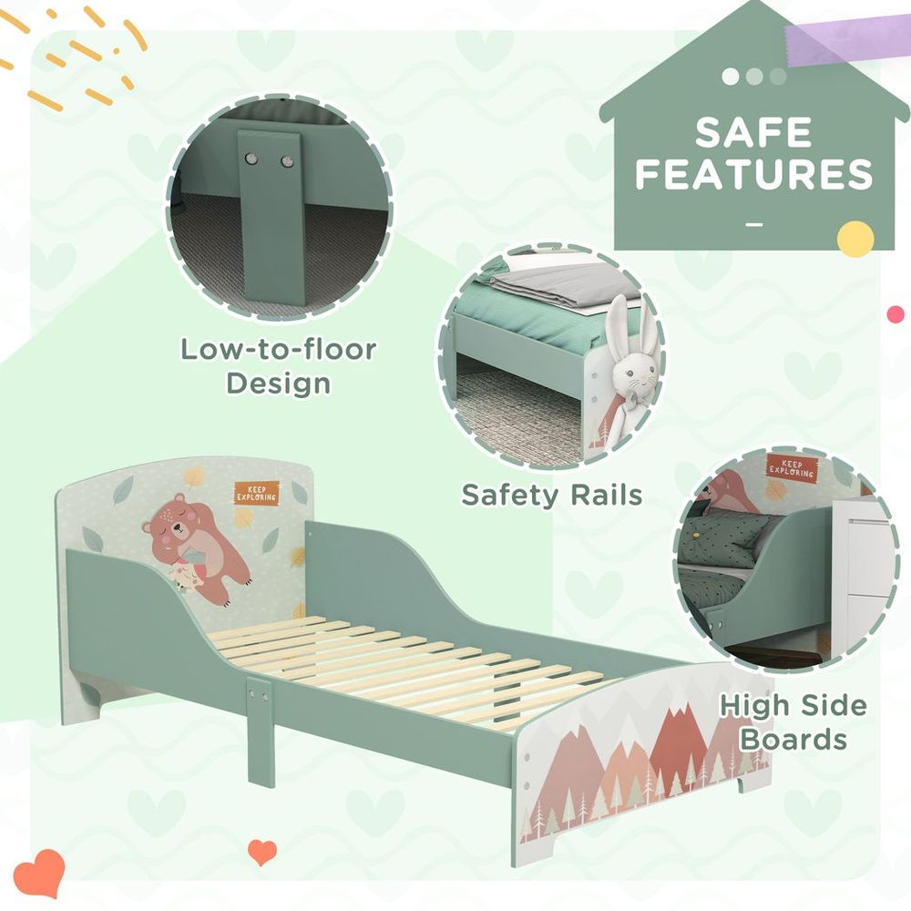 ZONEKIZ Toddler Bed Frame | Kids Bedroom Furniture | Ages 3–6 | Green