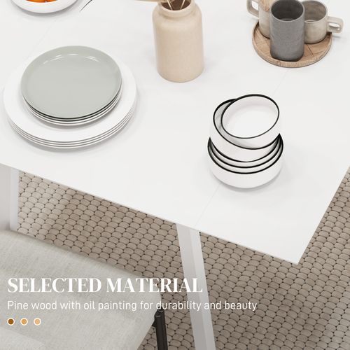 Drop Leaf Extendable Dining Table 2-4 Seater | Pine Wood | White | 60–110cm