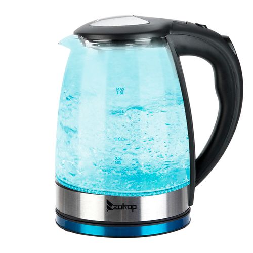 ZOKOP HD-1861-A 1.8L Electric Glass Kettle with LED Lights | 2000W | UK Plug