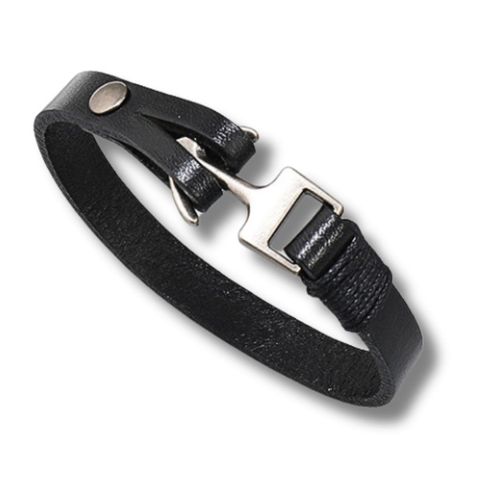 Men's Leather Anchor Bracelet