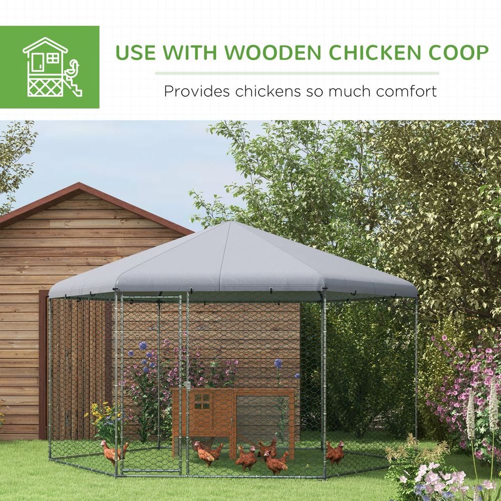 PawHut Walk-In Chicken Run | Large Outdoor Enclosure for 10–15 Chickens, Rabbits & Ducks