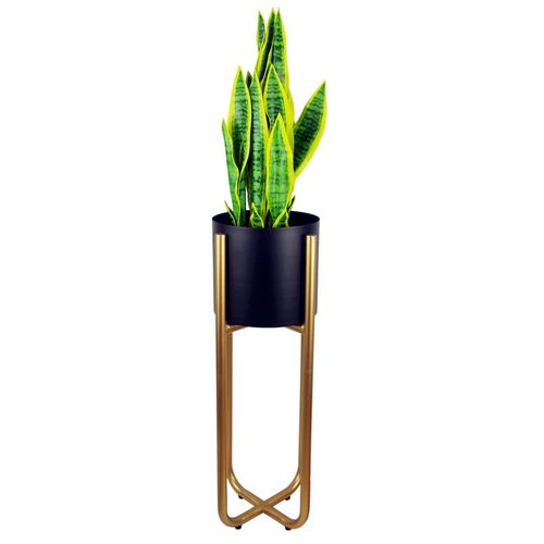 Tall Gold Stand with Iridescent Rainbow Metal Planter 62cm x 18cm