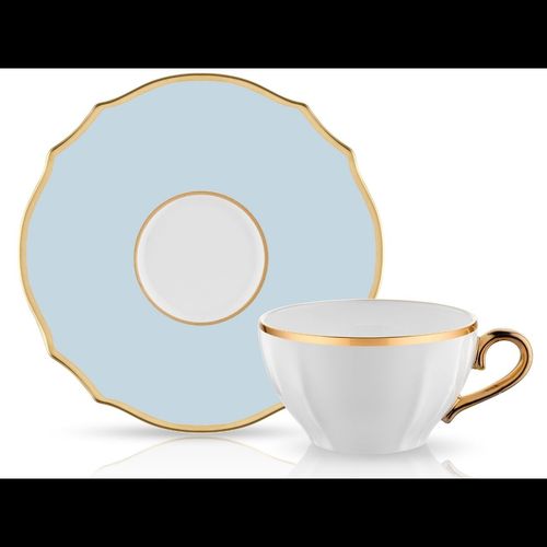 Poem Tea Cup and Saucer Set - Blue