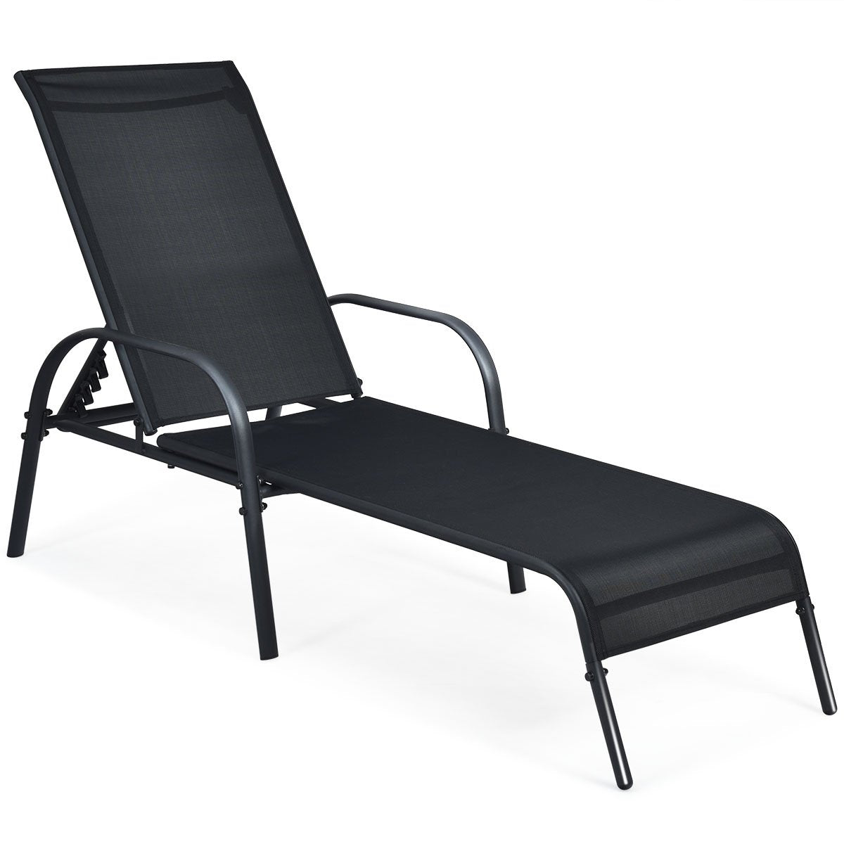 Versatile Chaise Lounge Chair with 5 Adjustable Positions Iron Construction-Black