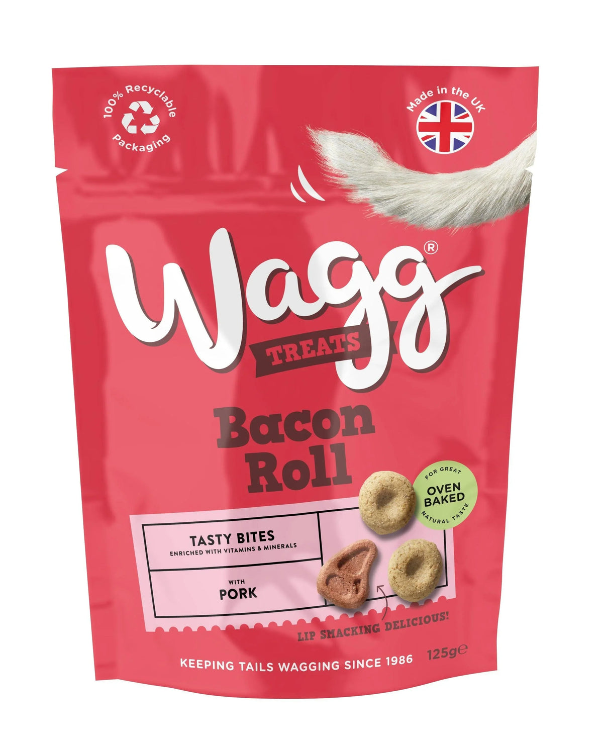 Wagg Bacon Roll Tasty Bites 125g - Case of 7
