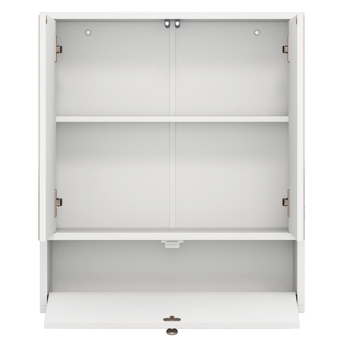 Wall-Mounted Bathroom Cabinet with Mirror and 3-Level Adjustable Shelf and Flip-Open Compartment-White