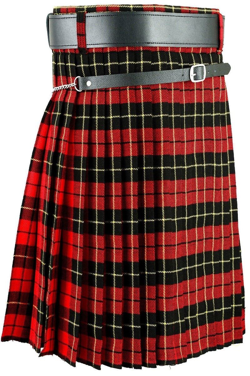 Wallace Tartan Traditional Scottish Men's Kilt Outfit , Buckle, Belt, Antique Thistle Sporran Set
