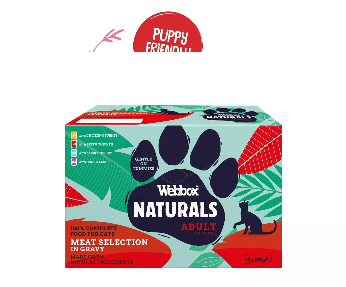 Webbox Naturals Cat Adult Meal Selection in Gravy Pouches 8 x 100g - Case of 7