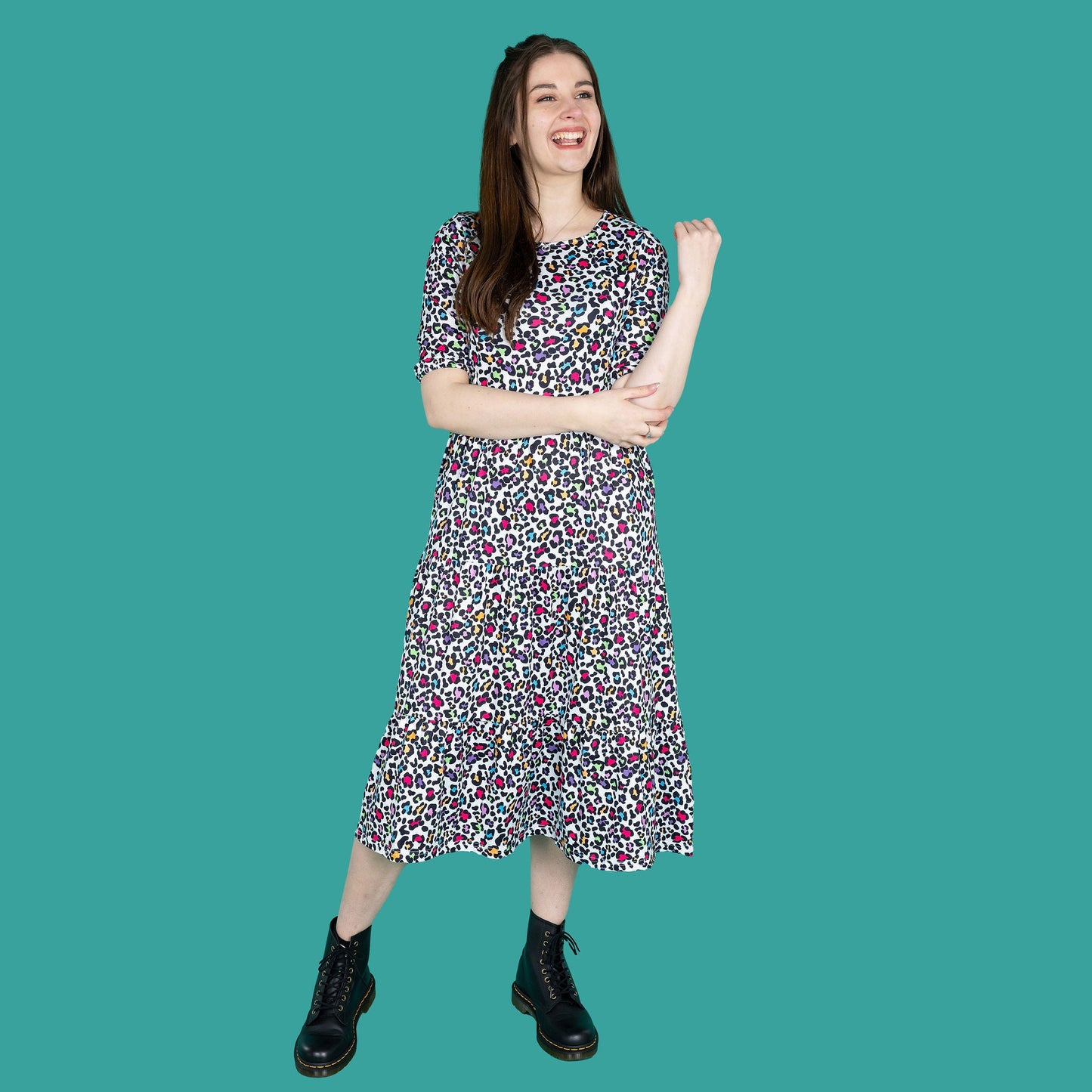 The Midi Breastfeeding Dress – Rainbow Leopard