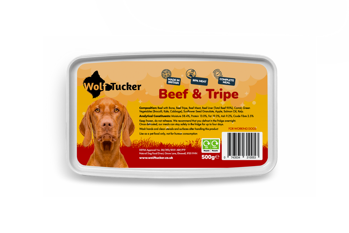 Wolftucker Working Dog Beef & Tripe 500g