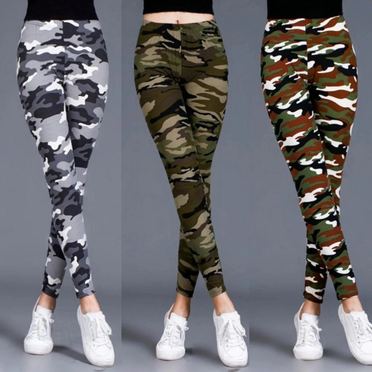 Women Camouflage Printed Ninth Pants High Waist Elastic Slim Legging Female Girls Gym Fitness Jogging Sports