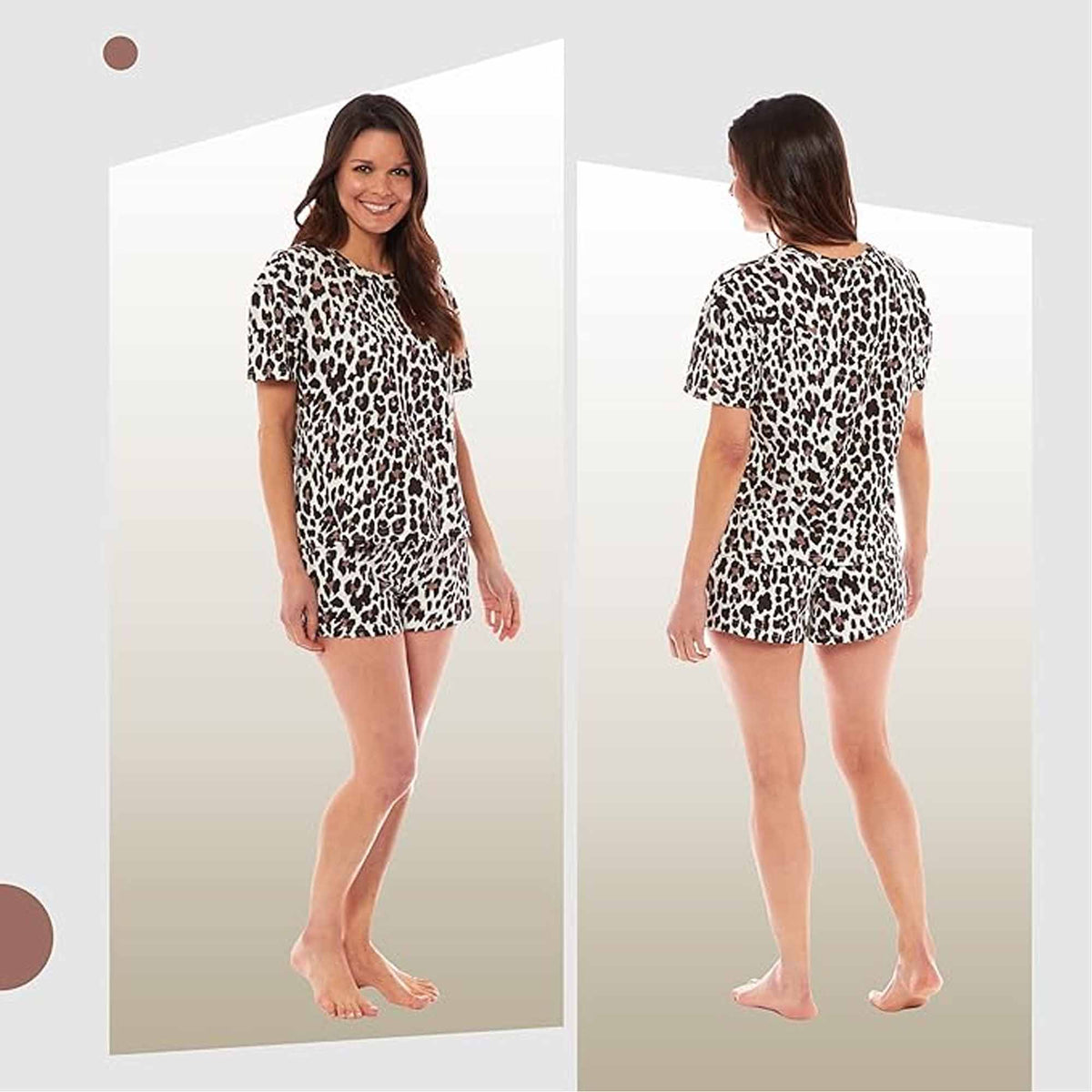 Daisy Dreamer Women's Short Cotton Pyjama Set Leopard And Zebra Prints 100% Cotton Super Soft Cosy Sleepwear