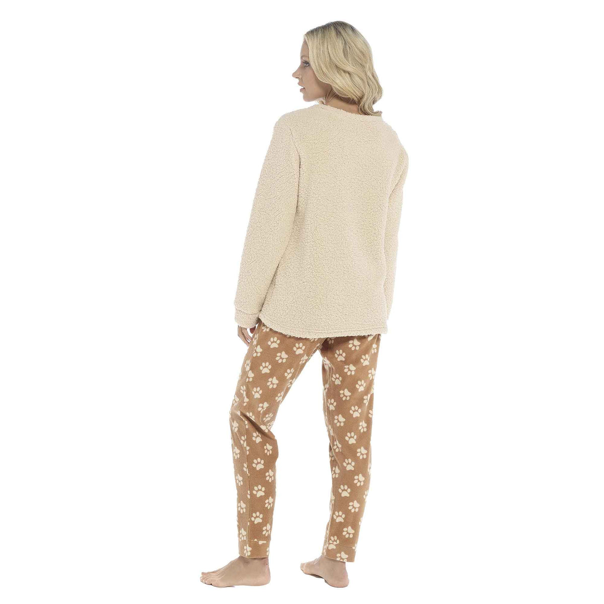 Daisy Dreamer Women's Pyjama Set Ultra Soft Fleece Dog Snuggle Elasticated Patterned