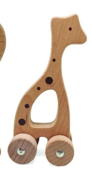 Wooden Animals on Wheels – Push Along Toy for Babies & Toddlers
