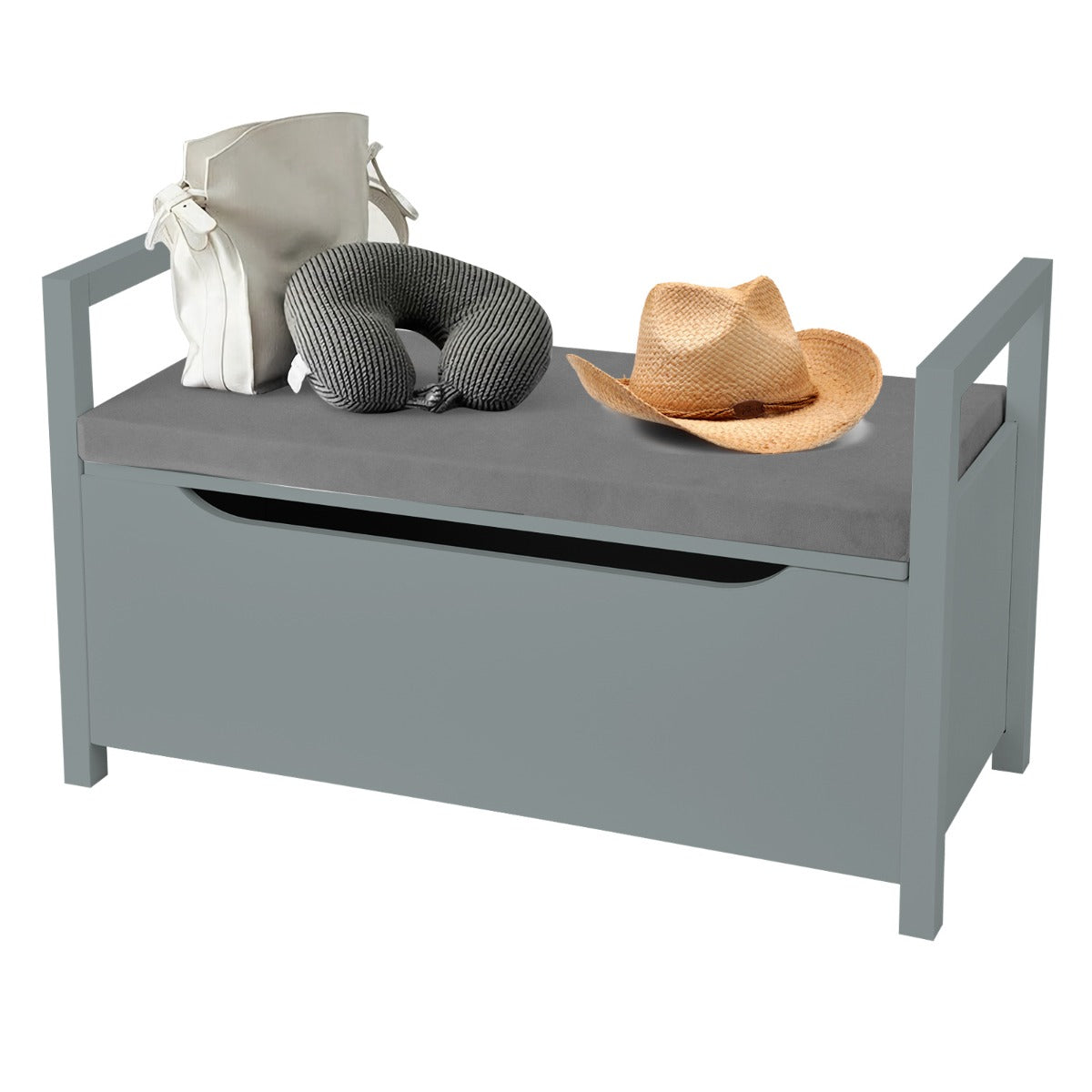 2-in-1 Wooden Shoe Changing Bench with Storage Space-Black