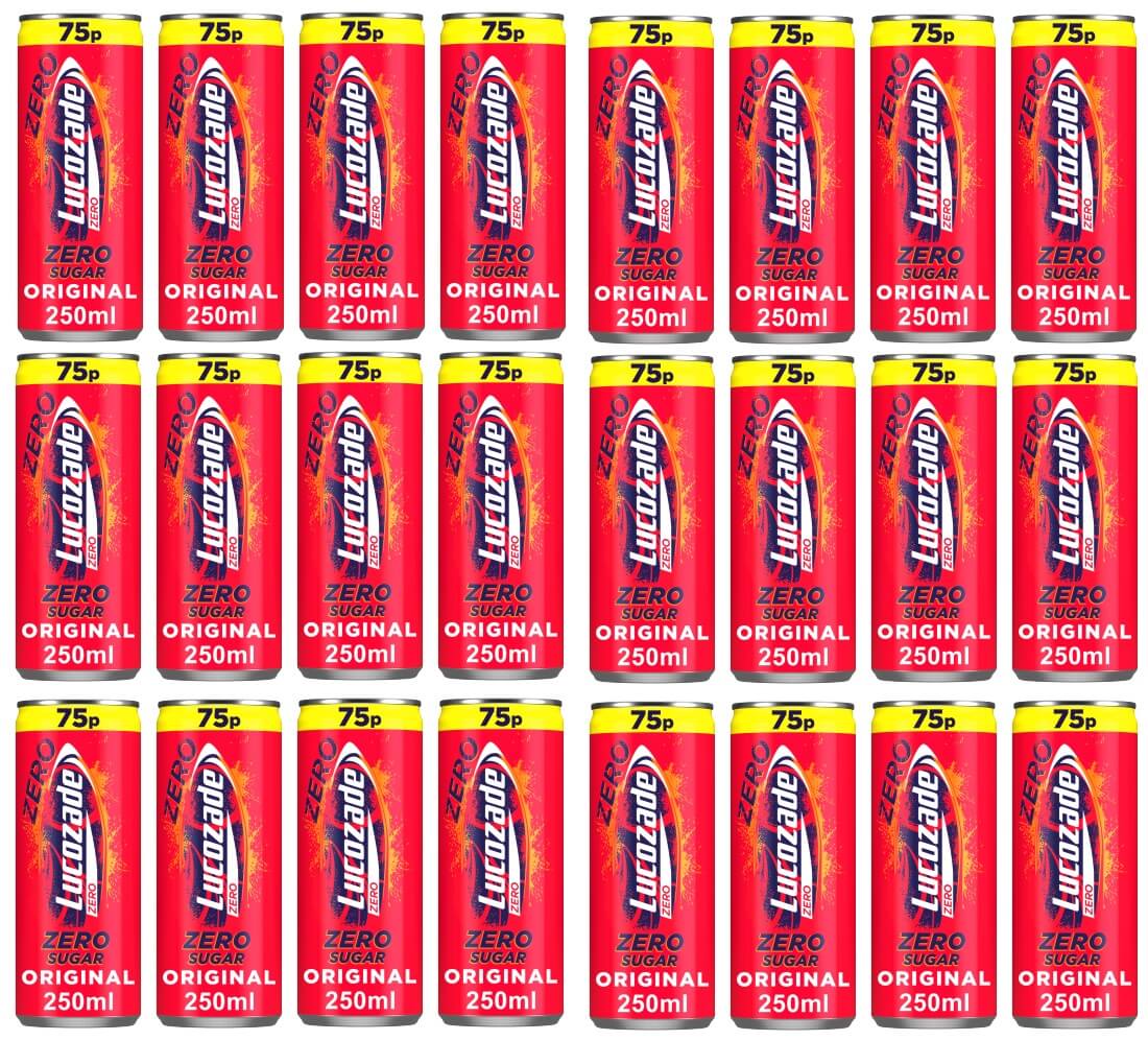 24 latas de Lucozade Zero Original - 250ML